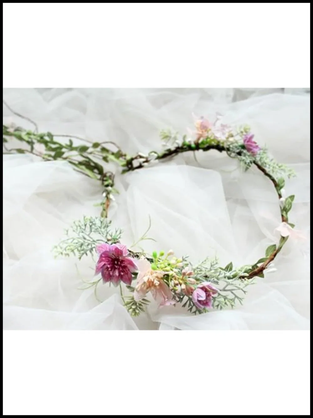 Floral Crown Headband Adjustable Flower Halo Bridal Hair Accessory